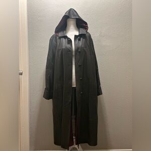 Y Alexander Vintage Brown Hooded Leather Trench Coat